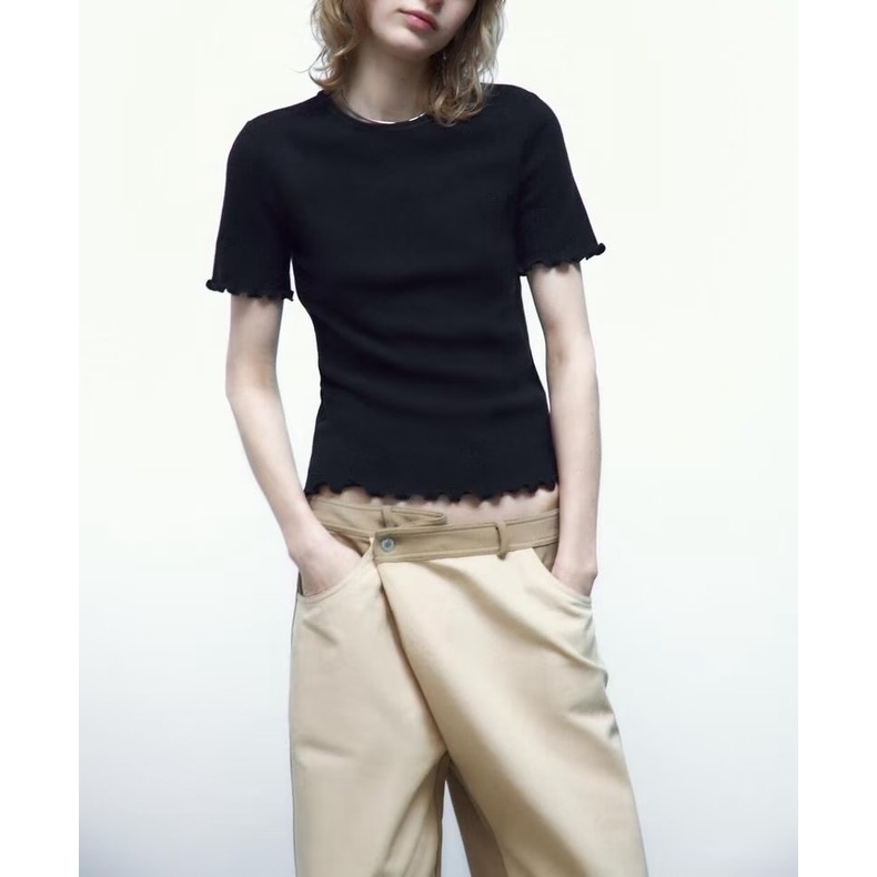 Zara Áo Thun Mềm Cổ Tròn Ngắn Tay Thời Trang Mùa Hè 4770017