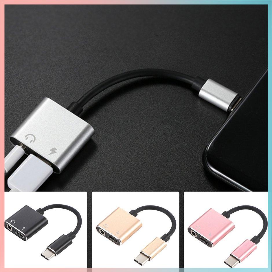 【giao hàng hôm nay>>>USB C to Jack 3.5 Type C Cable Adapter 2-in-1 USB Type C 3.5mm Audio Earphone Converter Charging Cable Adapter