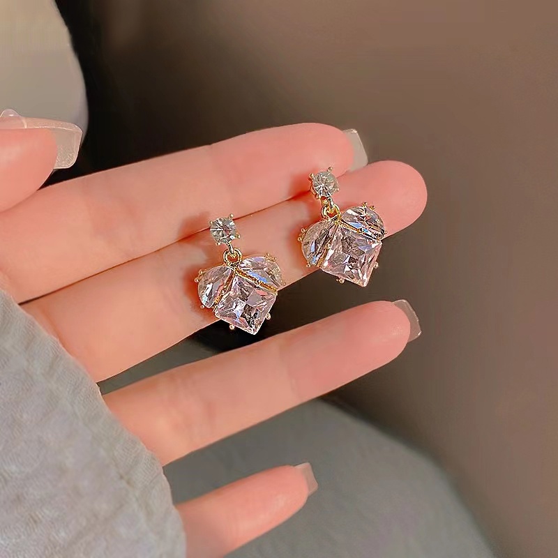 Khuyên Tai Hình Trái Tim 925 Phong Cách Hàn Quốc Đơn Giản Dành Cho Nữ