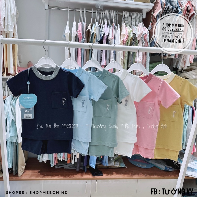 Bộ cộc tay cổ tròn Bu Ponie cho bé trai bé gái