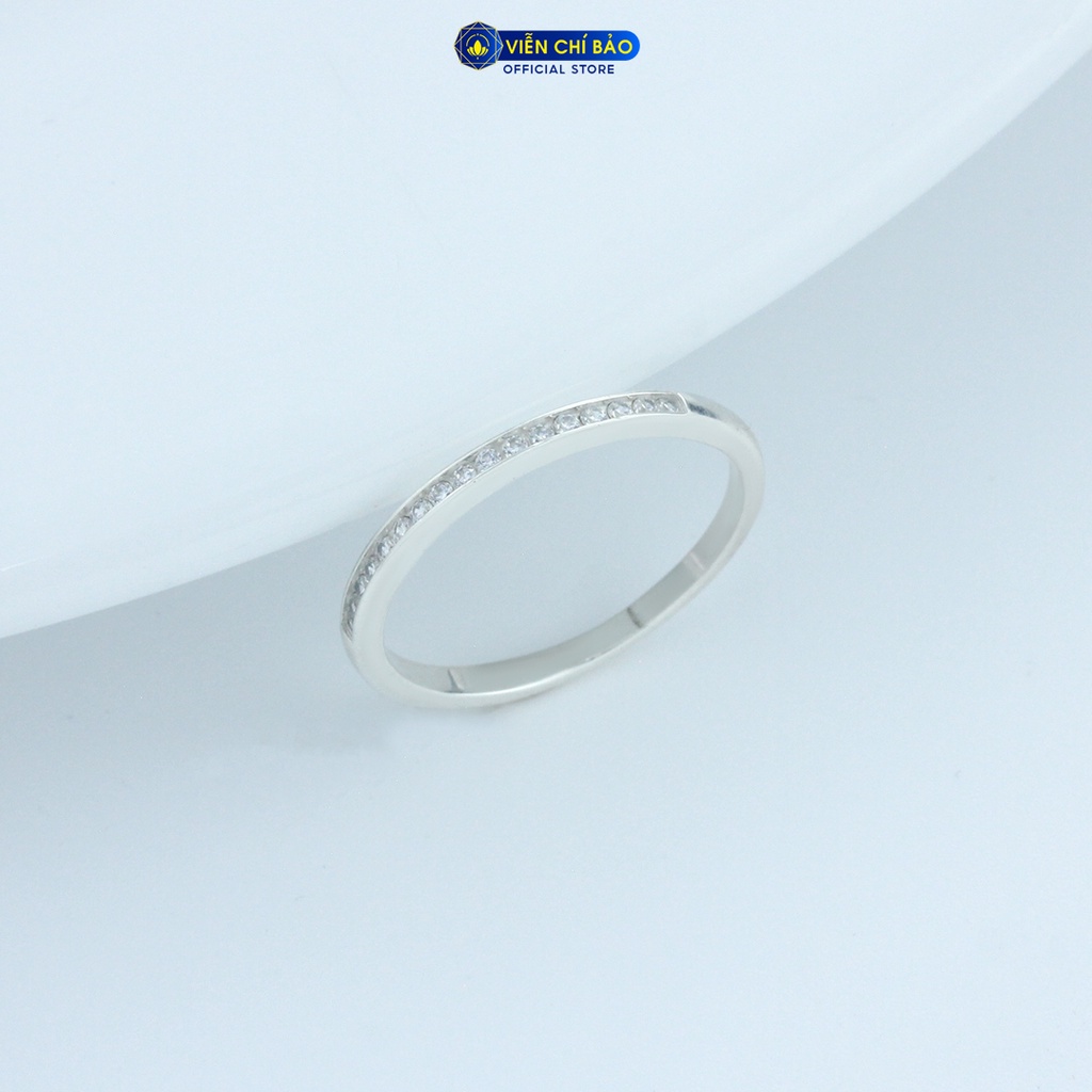 Nhẫn bạc nữ một hàng đá chất liệu bạc 925 thời trang phụ kiện trang sức nữ Viễn Chí Bảo N400347