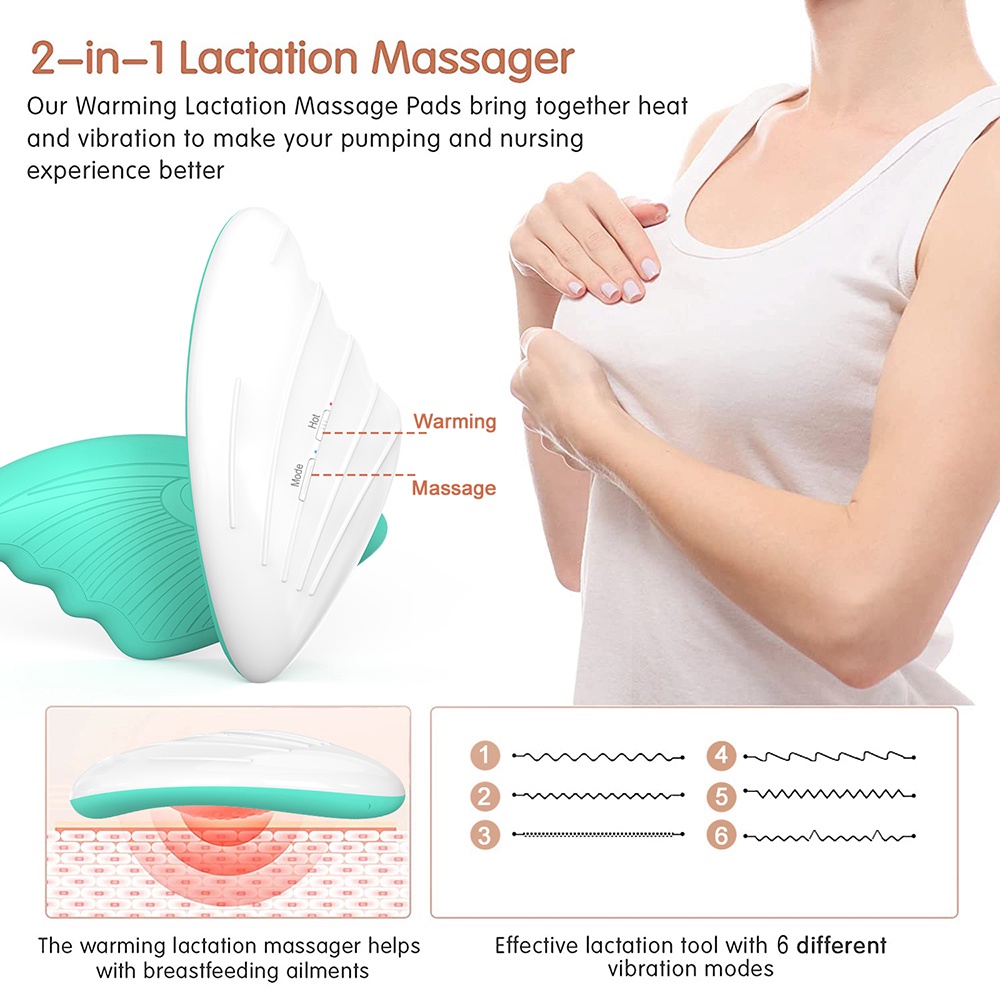 Máy Massage Ngực 6 Chế Độ Rung + 3 Chế Độ Sưởi Ấm Cải Thiện Tình Trạng Tắc Nghẽn Bằng Silicon Mềm