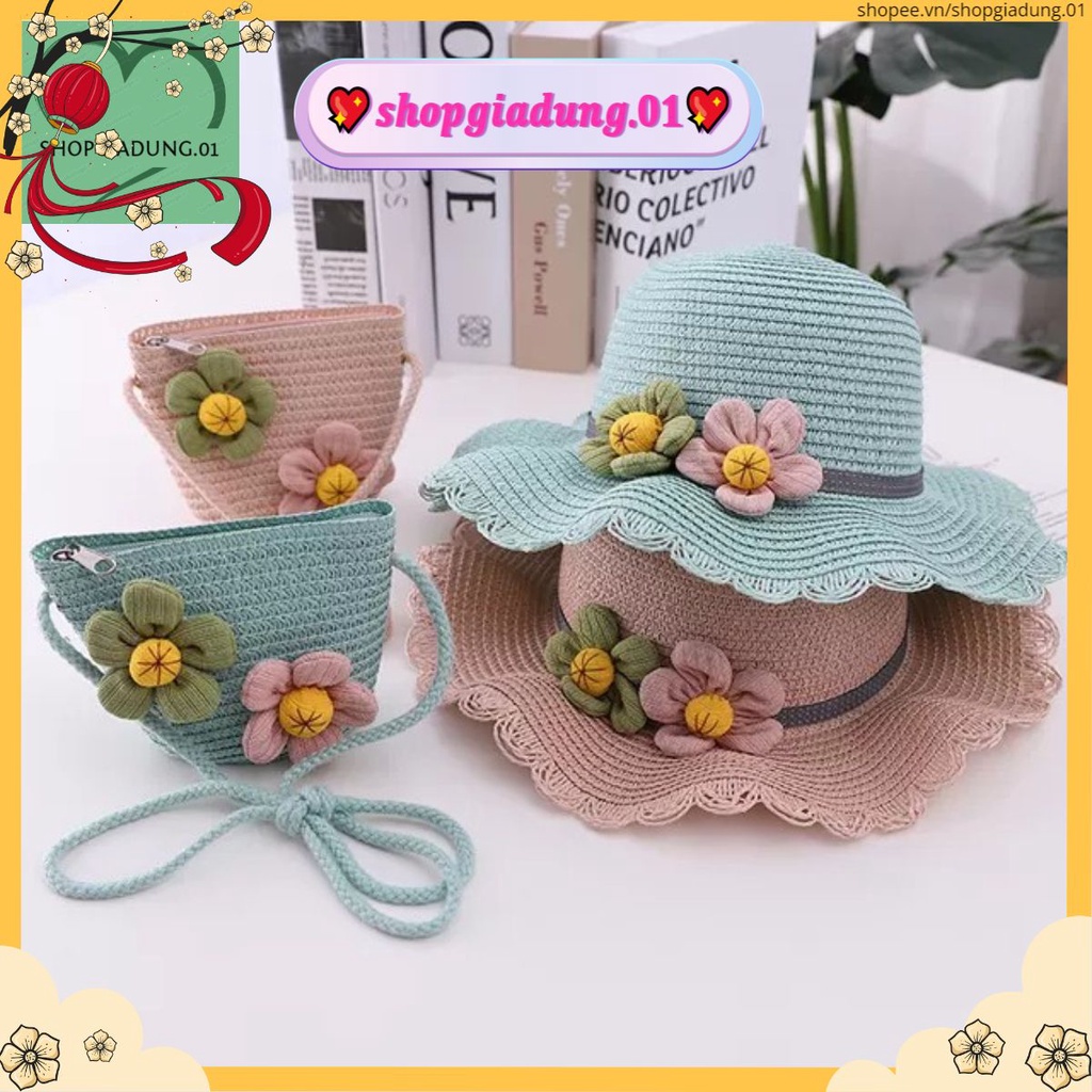 Mũ cói kèm túi đính hoa cho bé 💖𝒔𝒉𝒐𝒑𝒈𝒊𝒂𝒅𝒖𝒏𝒈.𝟎𝟏💖