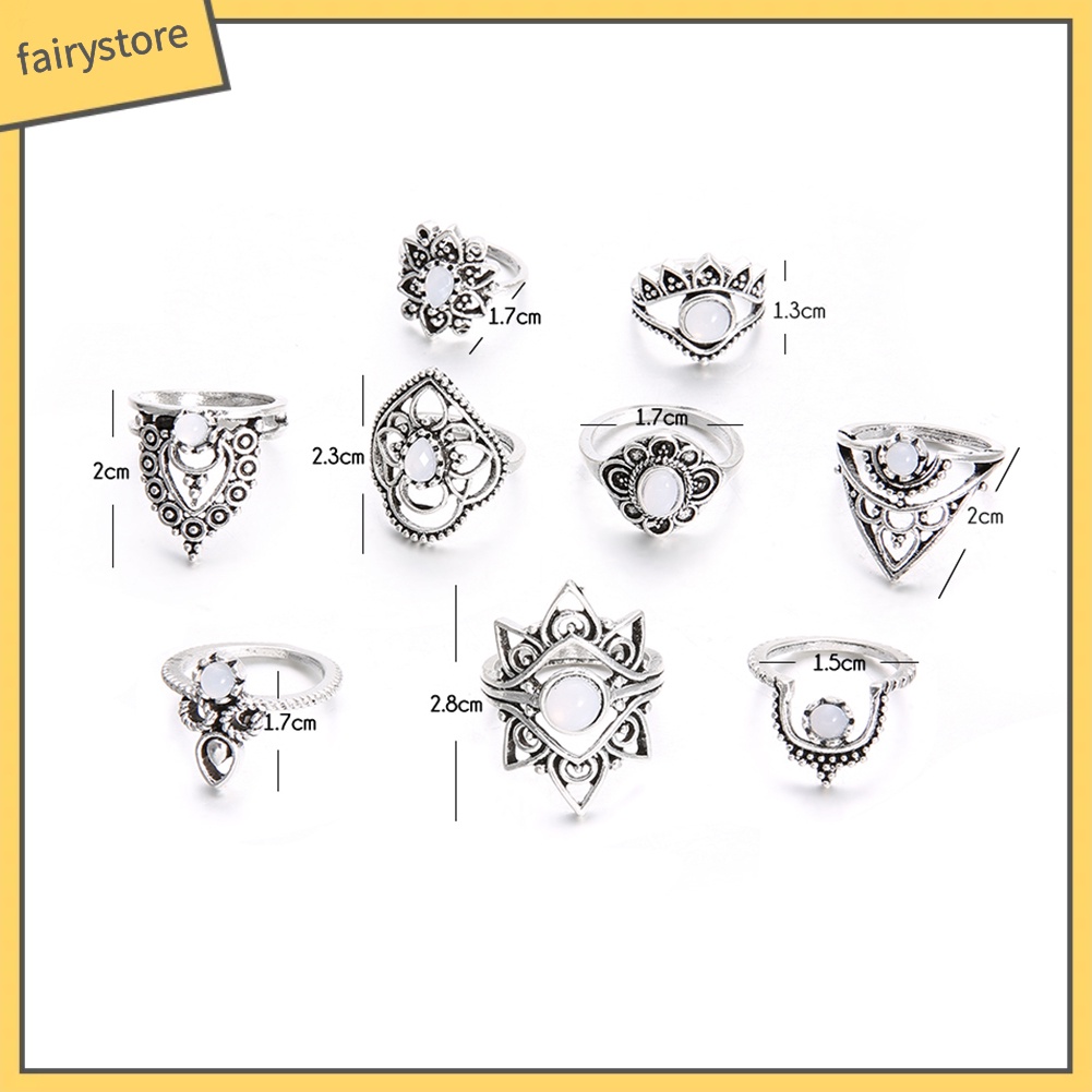 Set 1 / 9 Chiếc Nhẫn Thời Trang Retro Cho Nữ