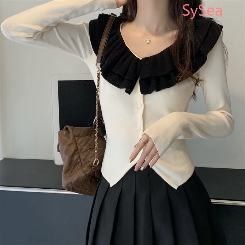 Áo Kiểu Cổ Chữ V Phối Bèo Thời Trang Mùa Xuân Cho Nữ