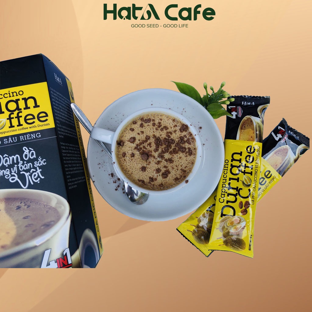 Cà phê hòa tan Cappuccino sầu riêng tự nhiên 4n1 Hạt A Cafe 216gr/12 gói - Freeshipxtra