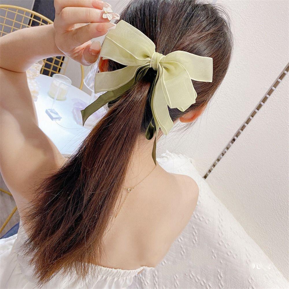 AROMA Kẹp Tóc Đính Nơ Ruy Băng Phong Cách Hàn Quốc Cho Nữ