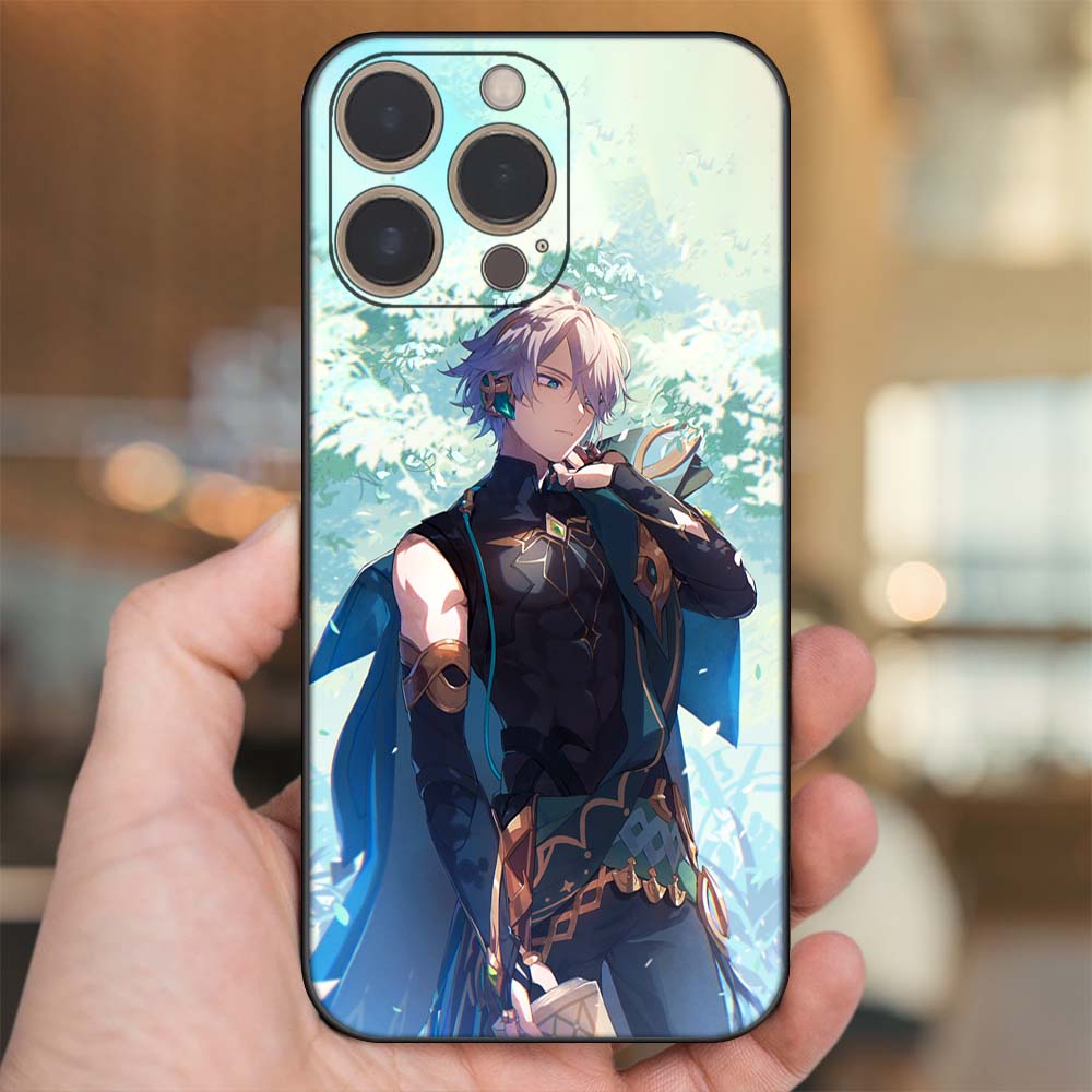 Ốp lưng iPhone 14 Pro dẻo đen cạnh vuông in hình Alhaitham Genshin Impact