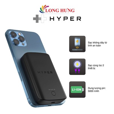 Sạc dự phòng không dây từ tính HyperJuice Magnetic Wireless 5000mAh HJ-WL61TC - Hàng chính hãng