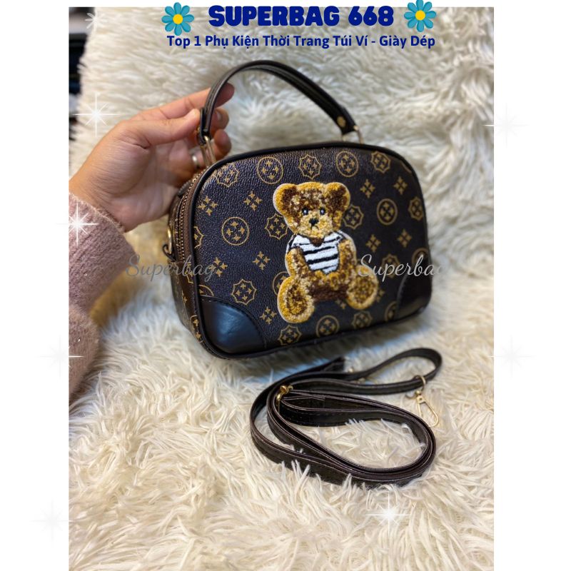 Túi Xách Nữ Thời Trang Đeo Chéo Đeo Vai Họa Tiết Con Gấu Nhung Đẹp SPB 04