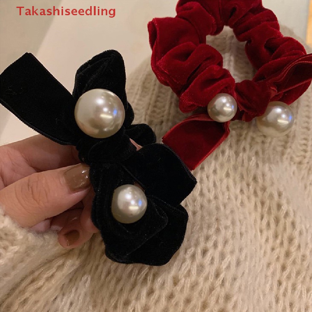 Dây Cột Tóc Nhung Thắt Nơ Màu Đen / Rượu Thanh Lịch Cho Nữ