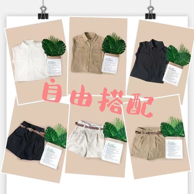 Set Áo Sơ Mi + Quần Short Thời Trang Mùa Hè 2022 Cho Nữ