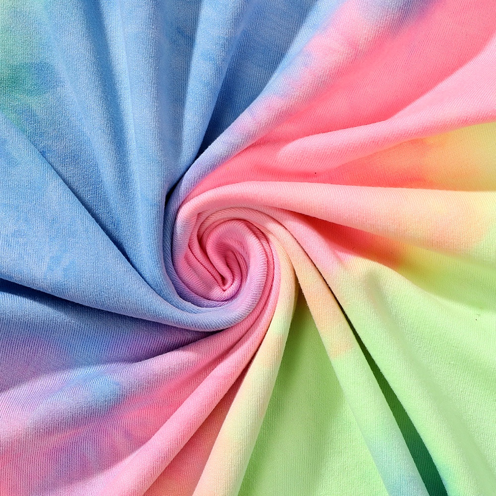 2024 Năm Rồng CNY Họ Phù Hợp Với Dây Buộc Nhuộm Áo Thun Thời Trang Mùa Hè Hoạt Hình Tee Tie Dye Áo Họ Nhìn Năm Mới Tay Ngắn Top