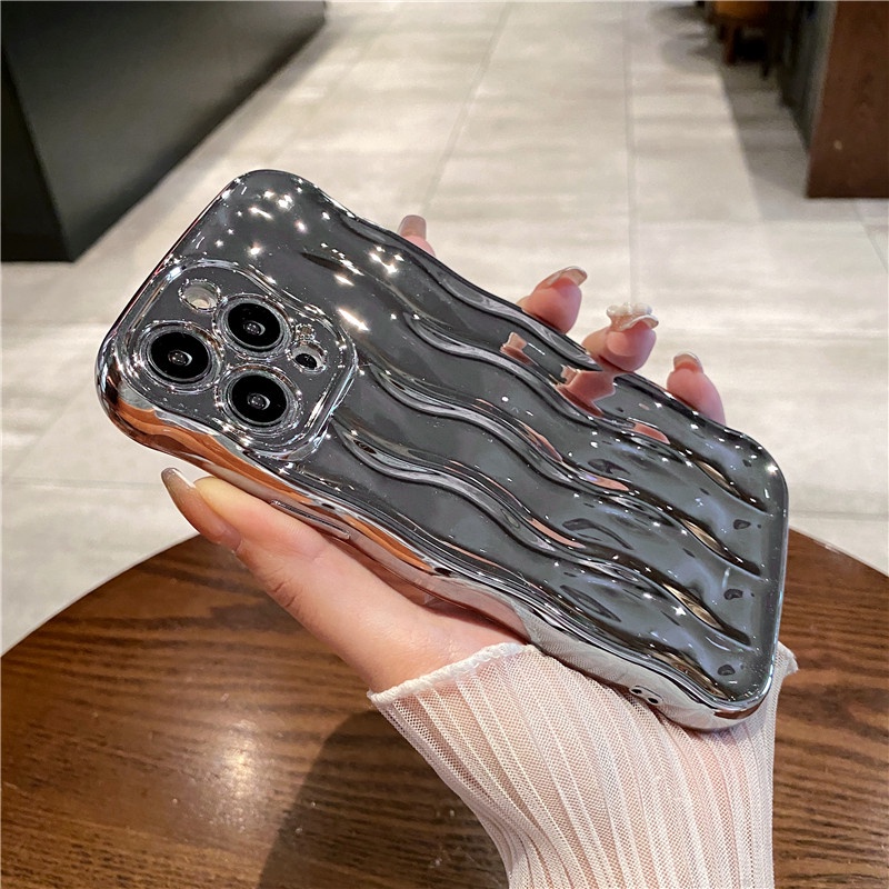 Ốp Điện Thoại iPhone 14 13 12 11 Pro max 14 plus case ốp lưng điện thoại i phone 14 13 12 11 promax Chống Sốc Bảo Vệ camera Kiểu Gợn Sóng Sang Trọng Sáng Tạo Cho iP 11 12 13 14 Pro max 14plus