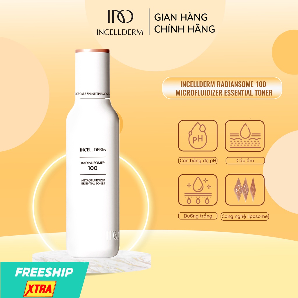Nước hoa hồng Cấp ẩm và Dưỡng trắng Incellderm Radiansome 100 Microfluidizer Essential Toner 100ml