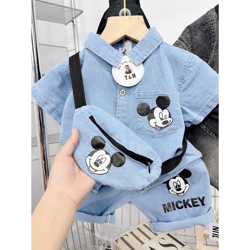 Set jean mickey bé trai