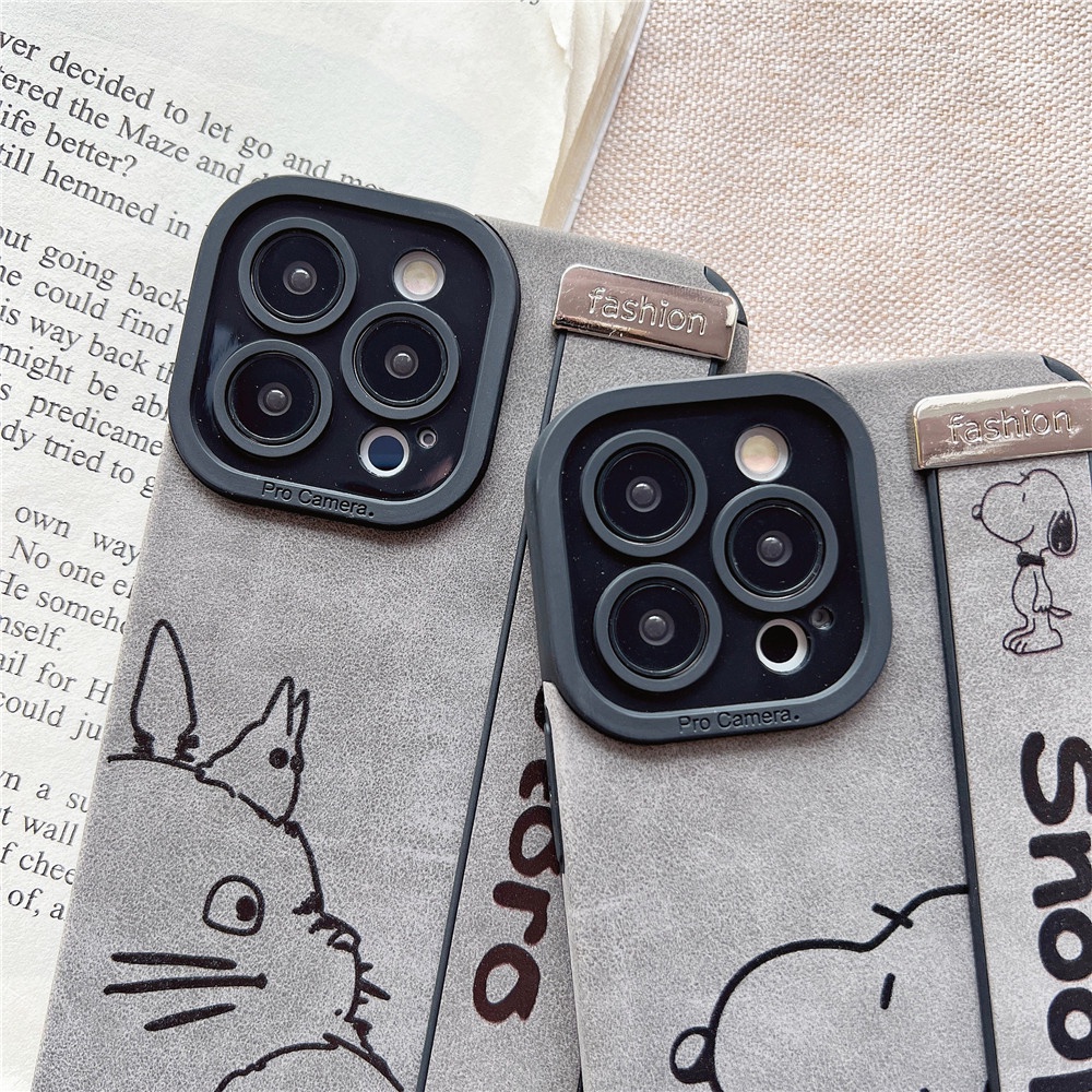 Ốp Điện Thoại tpu + Da Hình TOTORO Dễ Thương Cho iPhone 11 pro Max 12 pro Max 12 13 pro Max 14Pro Max 14PLUS