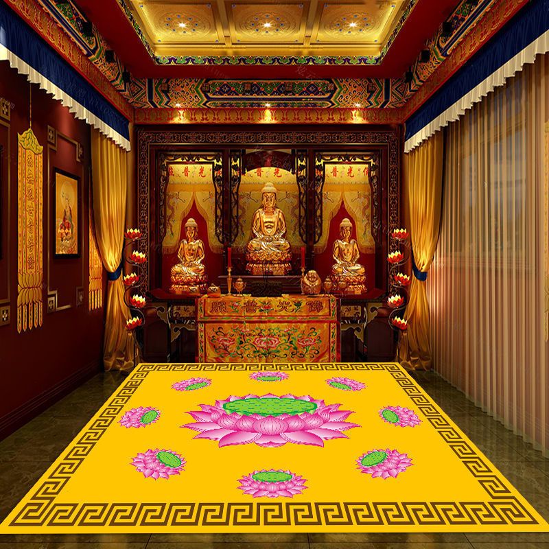 ⭐Thảm Chùi Chân Hình Hoa Sen Xinh Xắn⭐Thảm Lót Sàn Nhà Phật Giáo Màu Đỏ / Vàng / Hồng / Xanh Lá