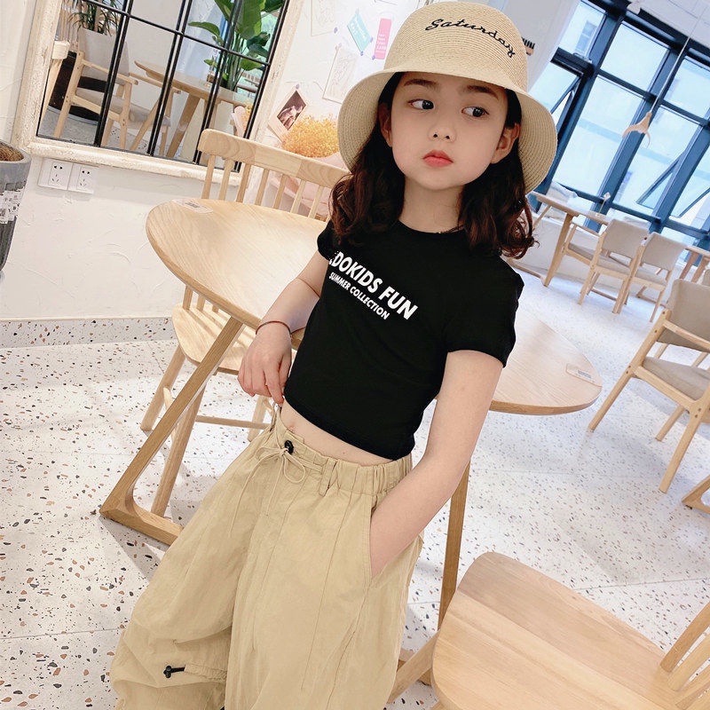 Áo thun IQ ANGEL ngắn tay in chữ thời trang cho bé gái