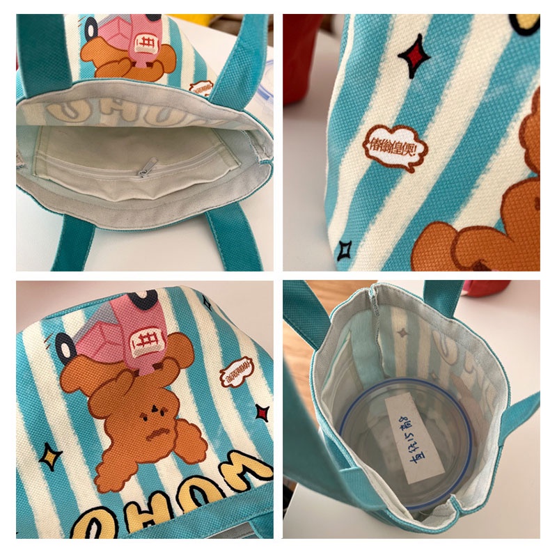 One Túi Xách Vải canvas Đựng Hộp Cơm Trưa In Họa Tiết graffiti Phong Cách Hàn Quốc Cho Nữ