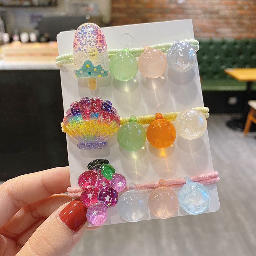 Dây Buộc Tóc Cao Su Co Giãn Đính Hạt Pha Lê Hình Nấm Dễ Thương Cho Nữ