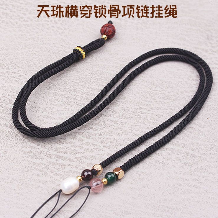 Dây Chuyền Xỏ Hạt Dzi Ngang Mặt Dọc Ngang Đeo Cổ Dọc Sản Phẩm Bán Vây Ngang Wenwan Mặc Trang Sức Dzi Dây Chuyền Kiểu Dáng Hợp Thời Trang