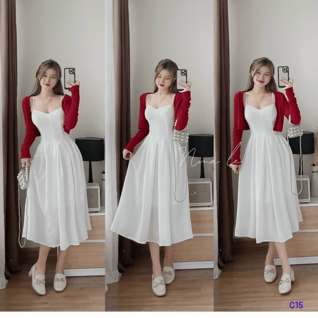 SET ĐẦM ÁO TĂM GÂN ĐẦM LỤA NHUNG CÓ MÚT ĐẦM HAI DÂY CÚP NGỰC ÔM EO DÁNG DÀI MIX ÁO KHOÁC NGOÀI CỰC XINH ĐẸP ĐI DỰ TIỆC S