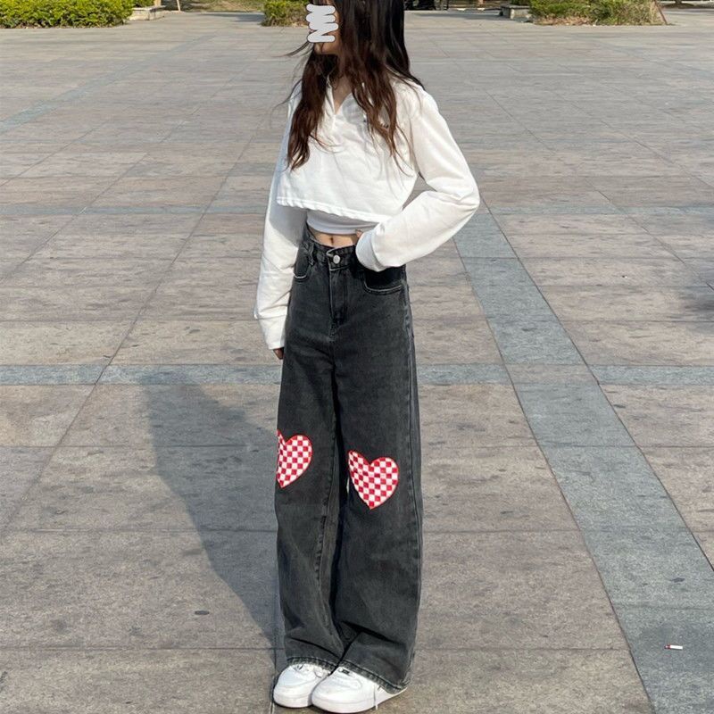 Quần Jean Dài Eo Cao Dáng Rộng 150cm Thiết Kế Mới Thời Trang Mùa Xuân Dành Cho Nữ