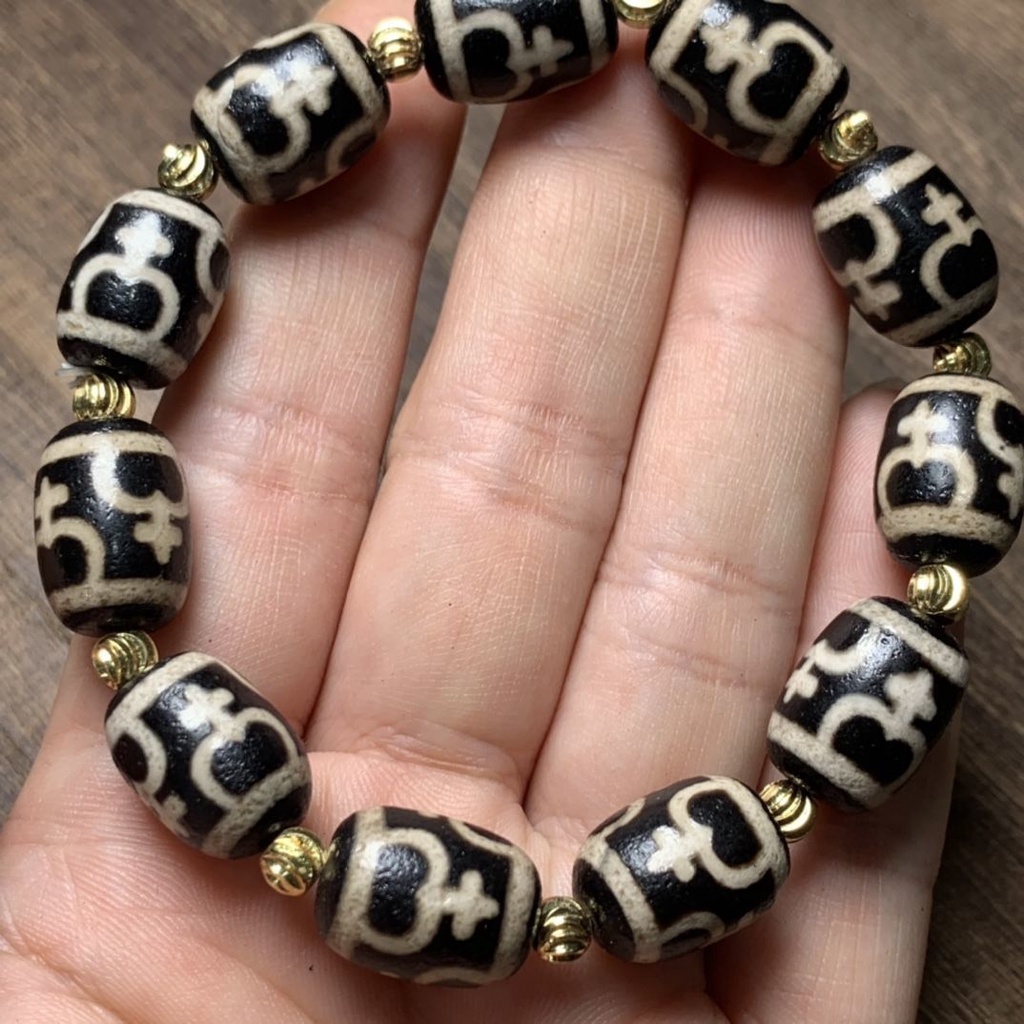 Chuỗi Hạt Đá Mã Não Tự Nhiên Cao Cấp Phong Cách Tây Tạng Dzi Tây Tạng Cho Nam Và Nữ Vòng Tay Nữ Phong Cách Thời Trang 2.11111