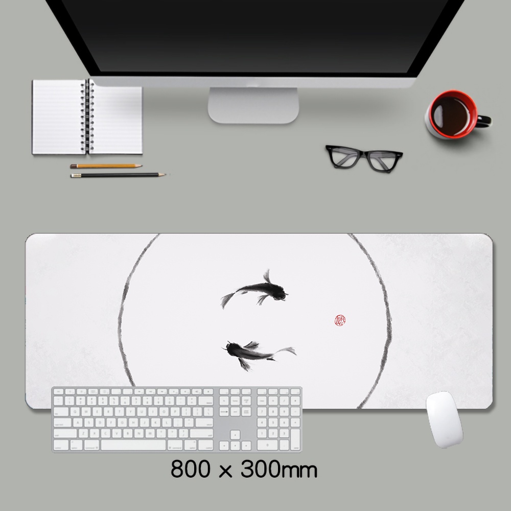 Miếng Lót Chuột Và Bàn Phím Máy Tính Hình Cá Koi