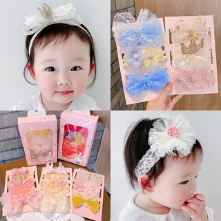 Băng đô cho bé chất liệu co giãn tốt siêu dễ thương 1 set gồm 3 chiếc băng đô xinh xắn turban cho bé gái sơ sinh