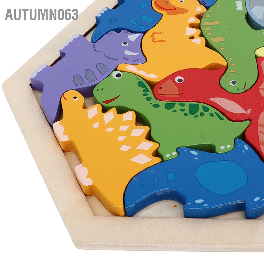 Autumn063 Bộ xếp chồng khối khủng long đầy màu sắc Cải thiện khả năng phối hợp Khối cân bằng gỗ Đồ chơi giáo dục