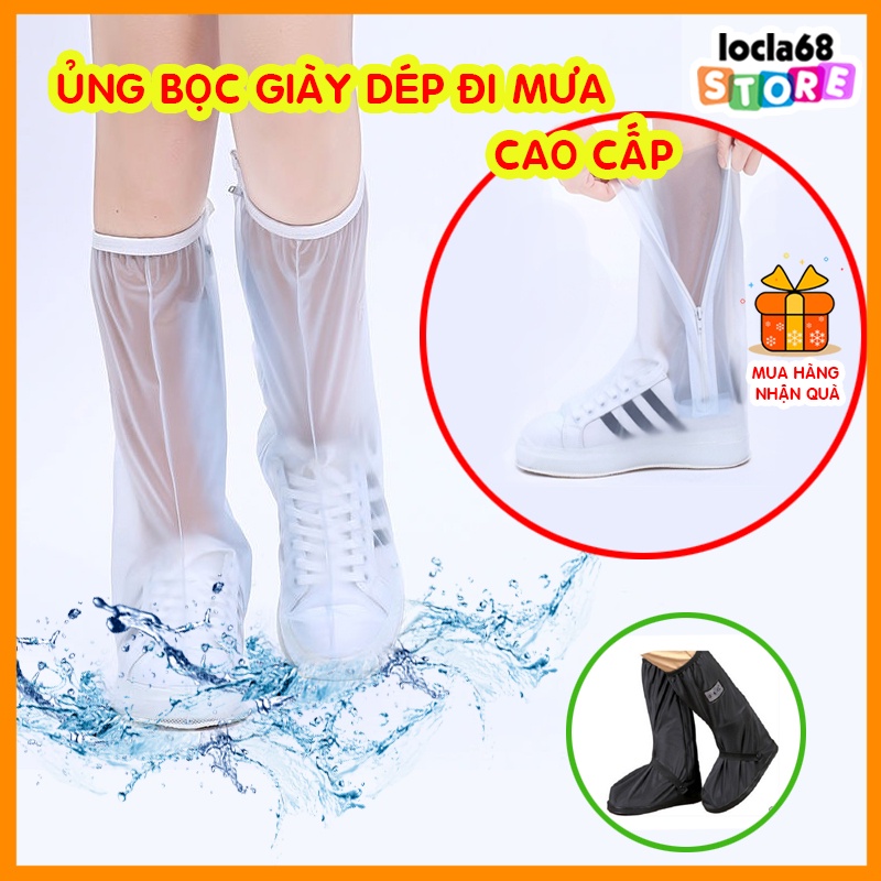 Ủng Đi Mưa, Ủng Bọc Giày Đi Mưa Cổ Cao Đế Cao Su Chống Trơn Trượt Cao Chất Liệu Nhựa PVC Cao Cấp
