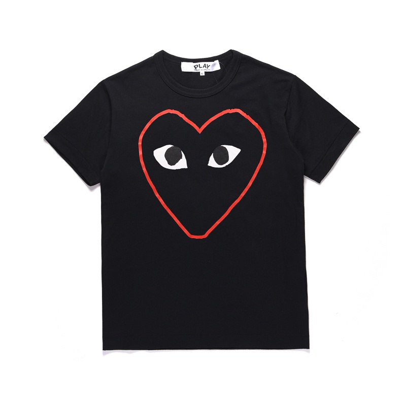 Play COMME DES GARCONS REI KAWAKUBO CDG Áo Thun Tay Ngắn Cổ Tròn Thời Trang Cho Cặp Đôi