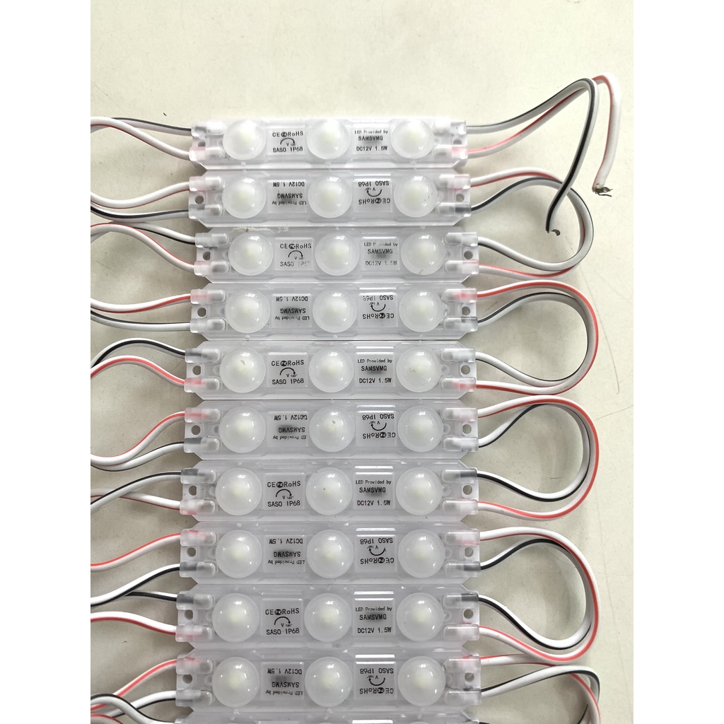 Thanh LED Module 3 mắt 6313 12V 1.5W chống nước trang trí bảng hiệu ngoài trời, dây 20 thanh 3 bóng