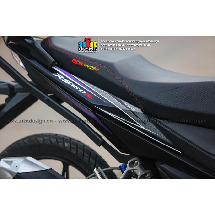 Tem rời Winner V1 mẫu RS 150 tím dán xe đen - mẫu mới 2023