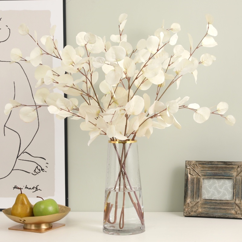 Lá bạch đàn giả nhập khẩu cao cấp cành dài 58cm dùng Decor trang trí nhà cửa, quán cafe.HL013