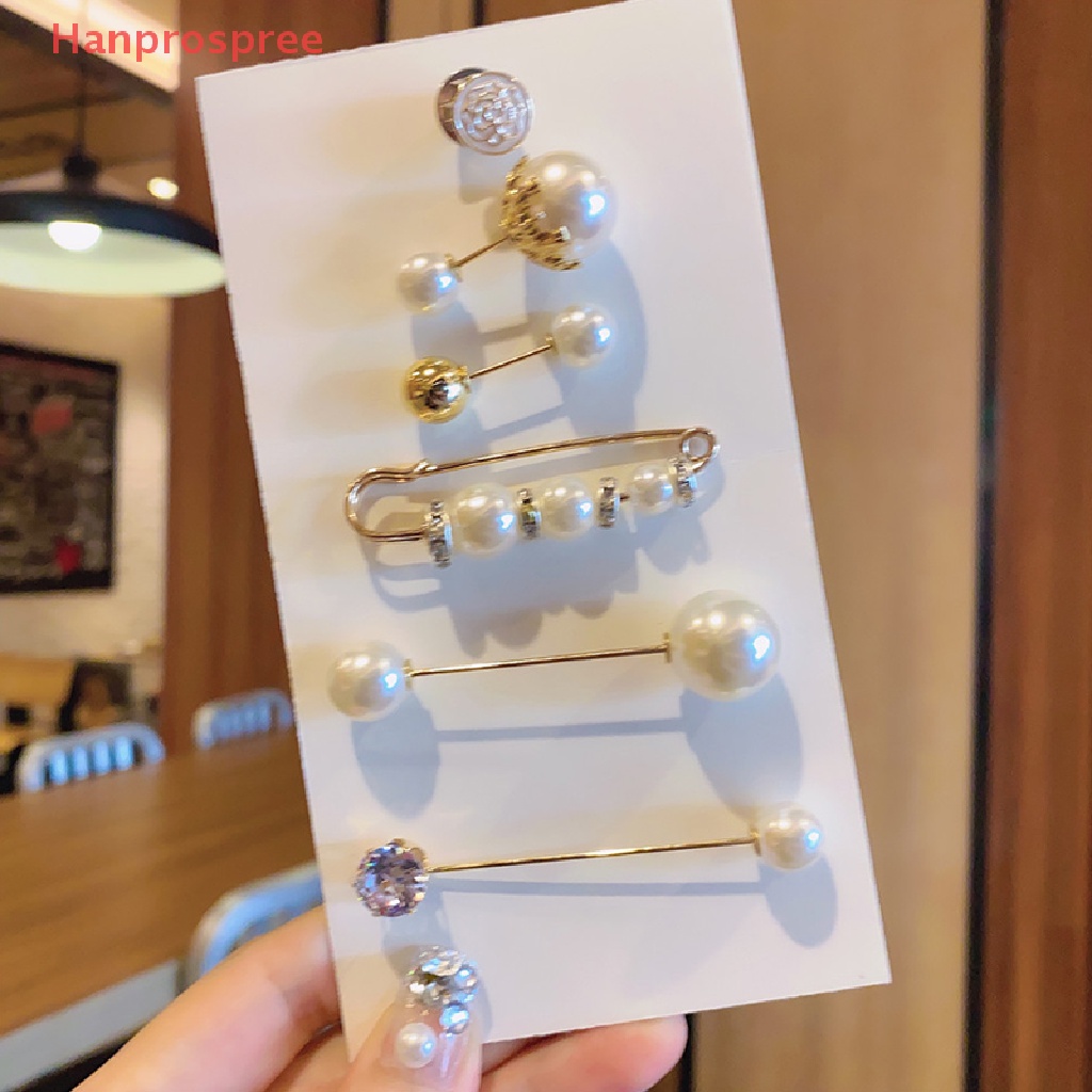 Set 4 / 6 Ghim Cài Thắt Lưng Quần Áo Đính Đá Ngọc Trai