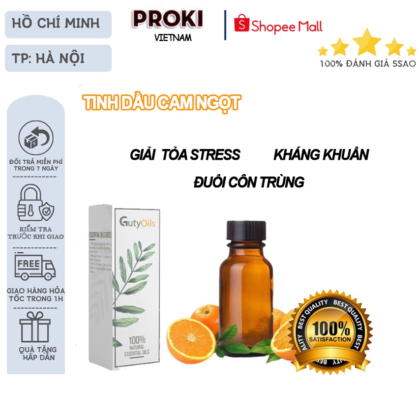 Tinh dầu cam ngọt nguyên chất PROKI giúp tăng cường hệ miễn dịch, giảm stress dùng trong massage