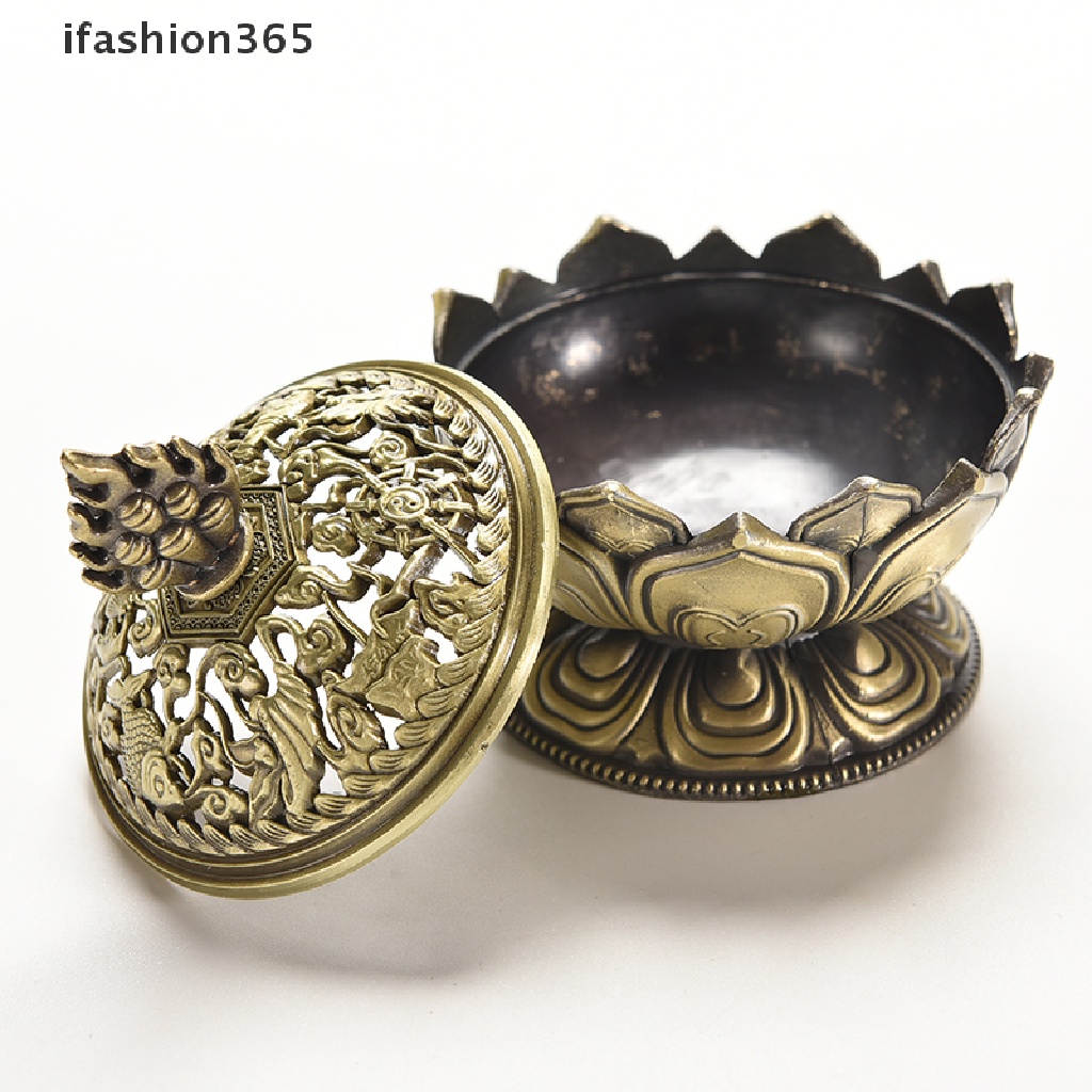 Lư Hương Bằng Đồng Hình Hoa Sen Tây Tạng