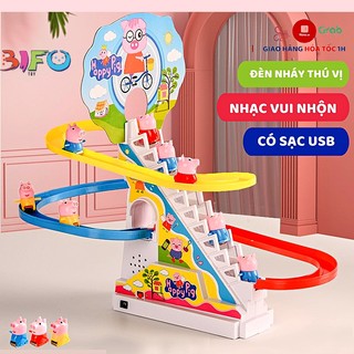 Đồ chơi vịt leo thang, Poli, heo Peppa, khủng long leo cầu thang có đèn có nhạc cho bé vui chơi