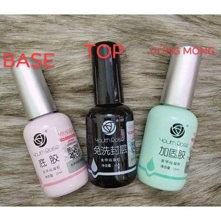 Bộ 3 chai Hoa hồng Base, Top và Cứng móng hỗ trợ sơn gel làm đẹp nail