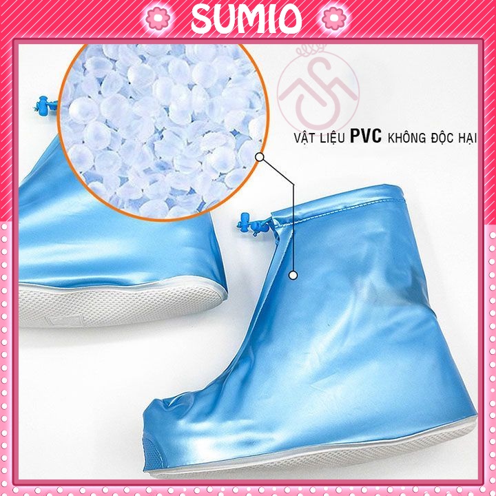 Giày đi mưa dạng ủng bọc giày nam nữ dáng bệt chất liệu cao su chống trơn trượt nhiều màu Sumio_offical size 36-43