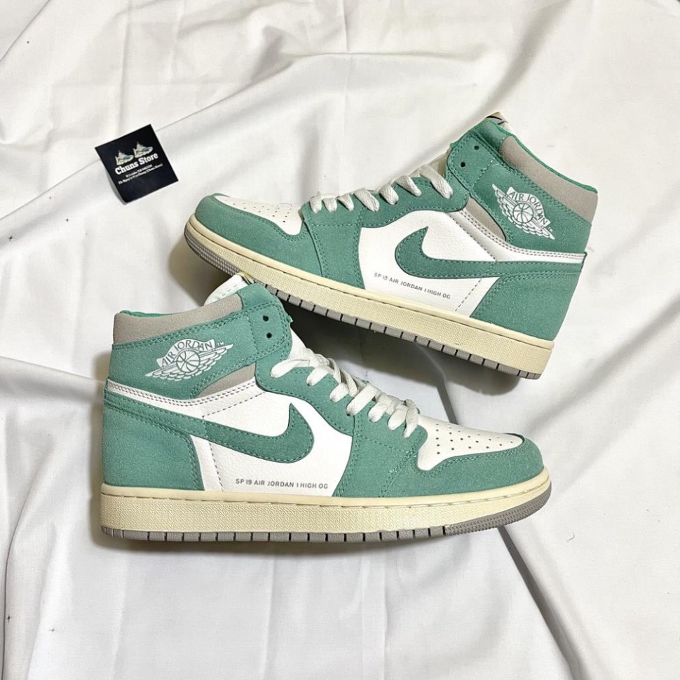 Giày Thể Thao ,Giày Sneaker ,Giày JorDan xanh mint cao cổ,Giày JD 1 xanh lá da lộn cao cấp .