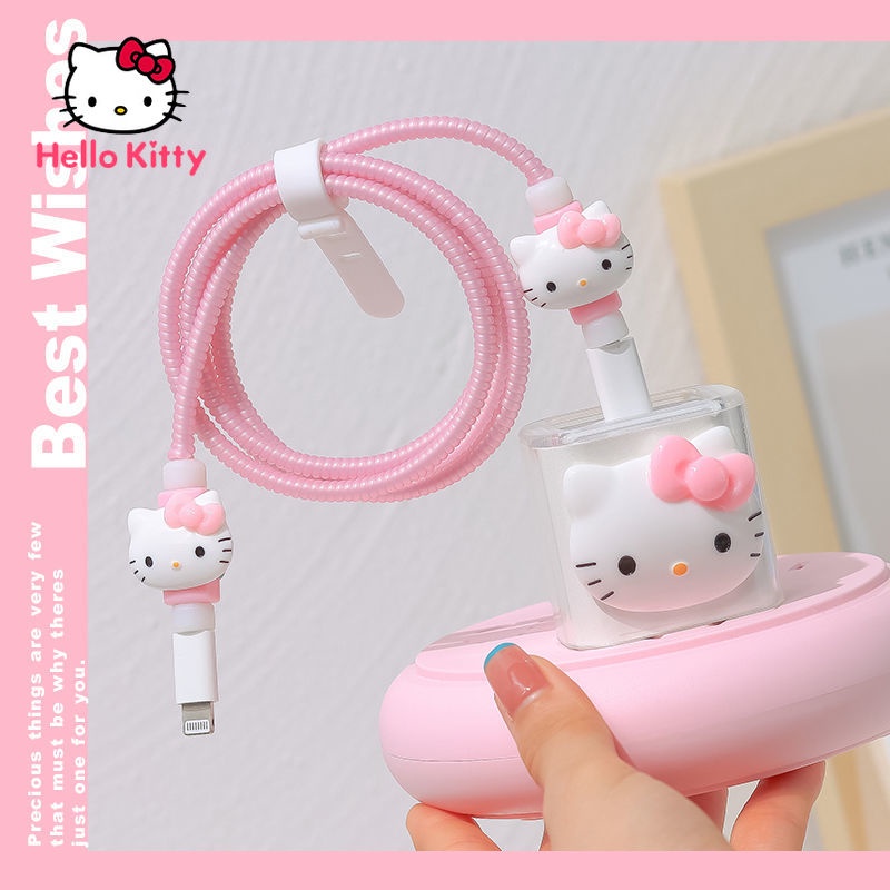 Dây Quấn Bảo Vệ Cáp Sạc Điện Thoại Apple Hình Hello Kitty