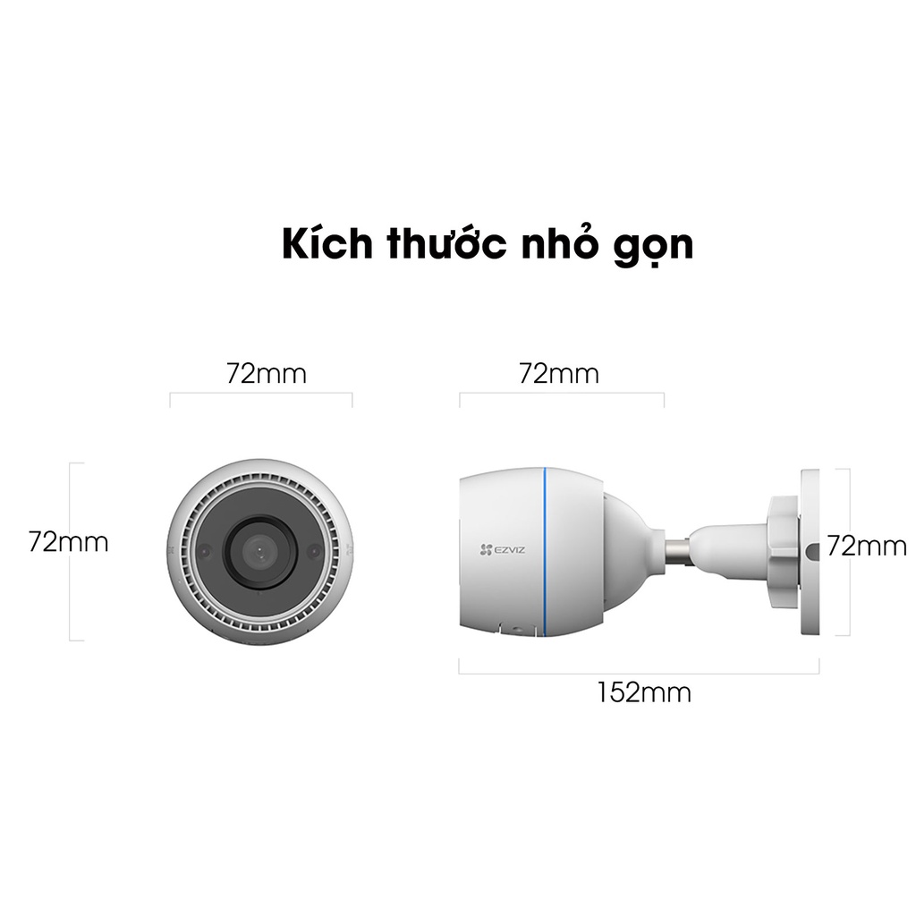 Camera wifi Ezviz ngoài trời AI thông minh, màu ban đêm, đàm thoại, C3TN 3MP 2K