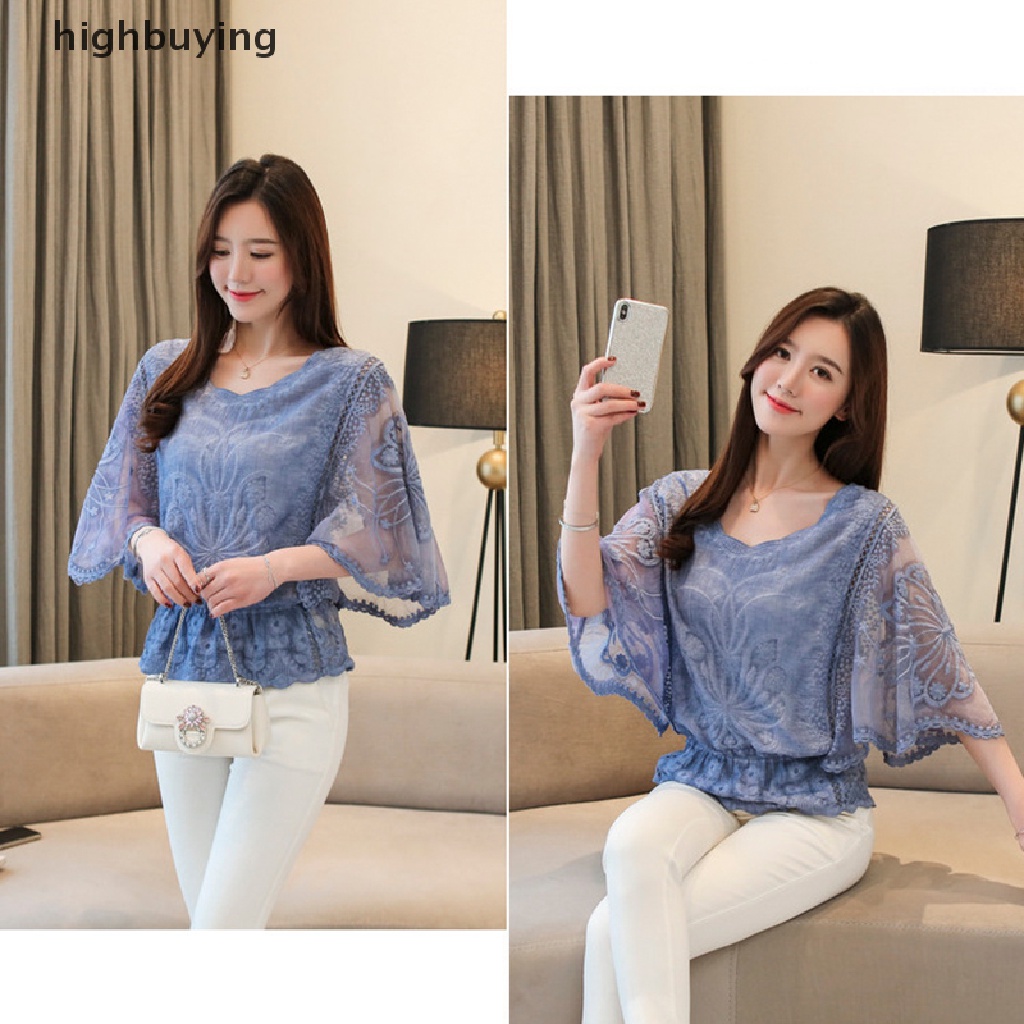 Áo Voan Phối Ren Tay Lửng Thời Trang Dành Cho Nữ