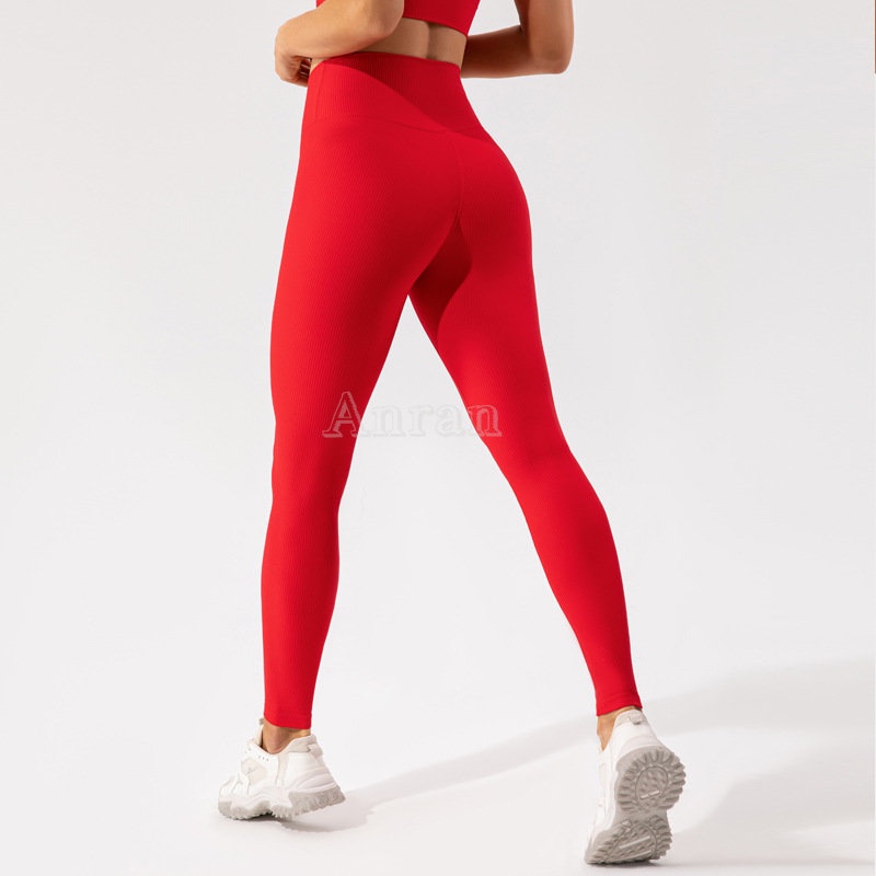 Quần legging thể thao ANRAN ôm mông lưng bắt chéo thời trang chạy bộ cho nữ
