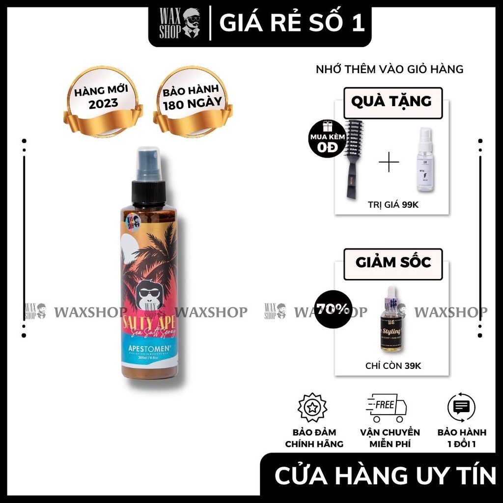 Xịt Tạo Phồng Tóc Nam APESTOMEN Sea Salt Spray - Hàng Chính Hãng - Bảo Hành 180 Ngày - Kèm Quà Tặng - Waxshop