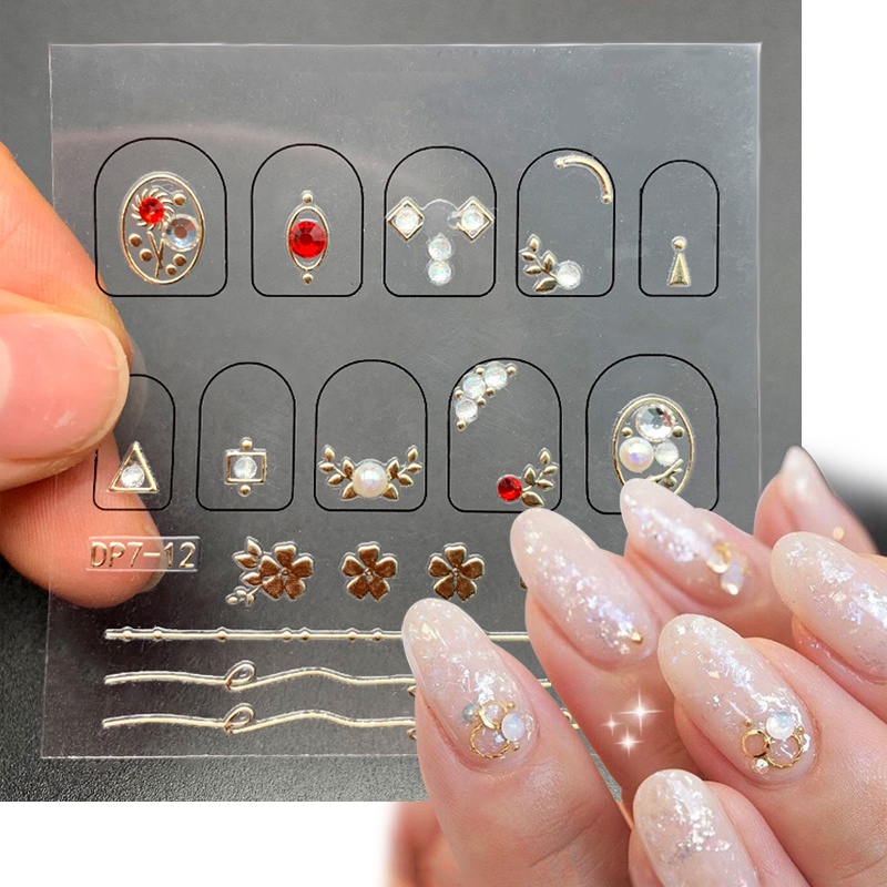 UR SUGAR Sticker 3D Hình Bươm Bướm Trái Tim Đính Đá Dùng Trang Trí Móng Tay